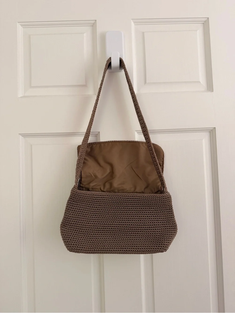 The Sak Brown Crochet Shoulder Bag with Flap